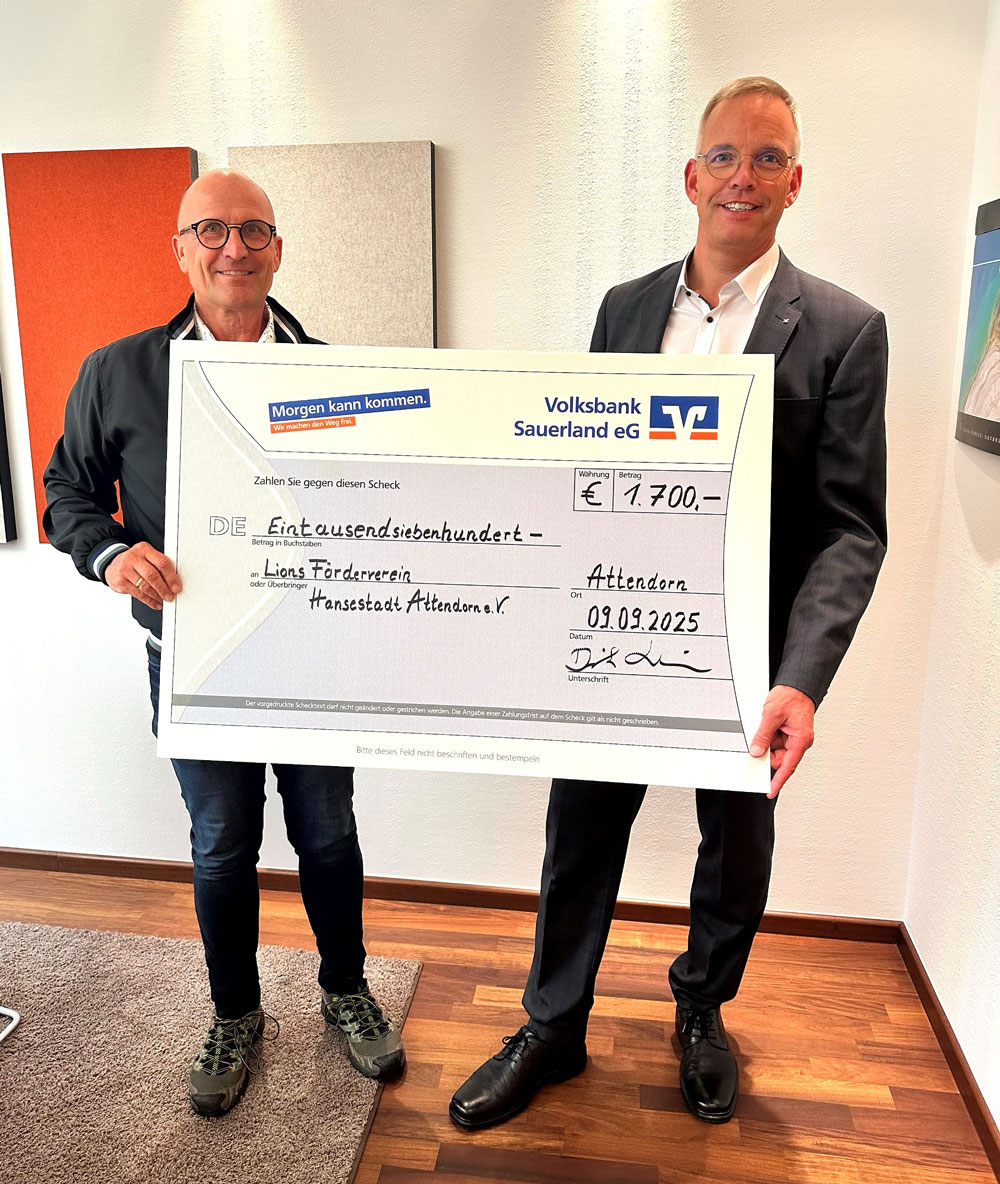 Dirk Leibe spendet Geburtstagsgeschenke in Höhe von 1.700 Euro an den Lions Club